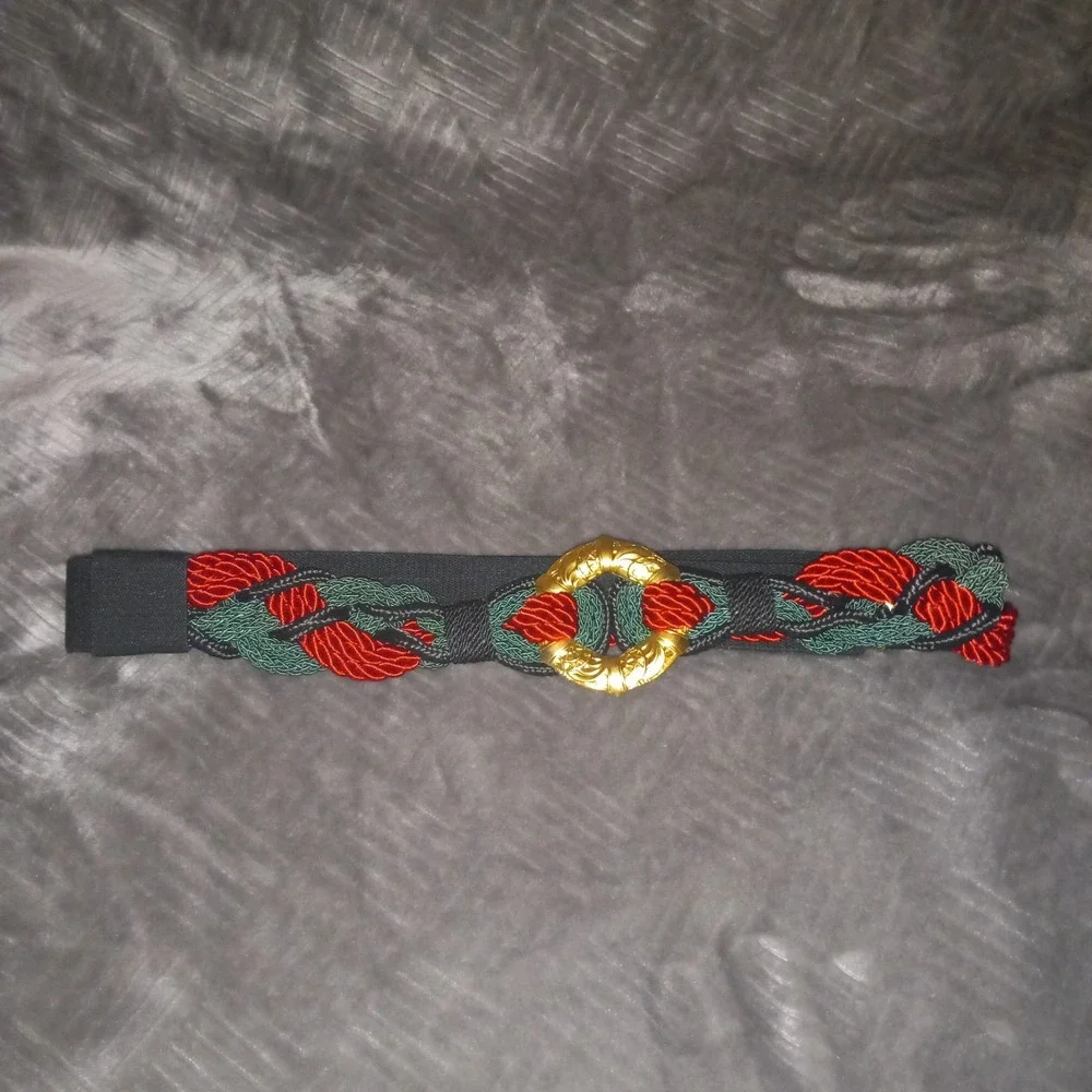 Vintage 80s 90s Women's Belt Woven Braided Fabric Cord Stretchy 40